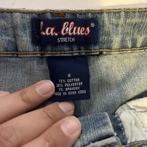 La Blues Jeans Size 8 Stretch High Rise Straight Leg Medium Denim Wash - Picture 3 of 6